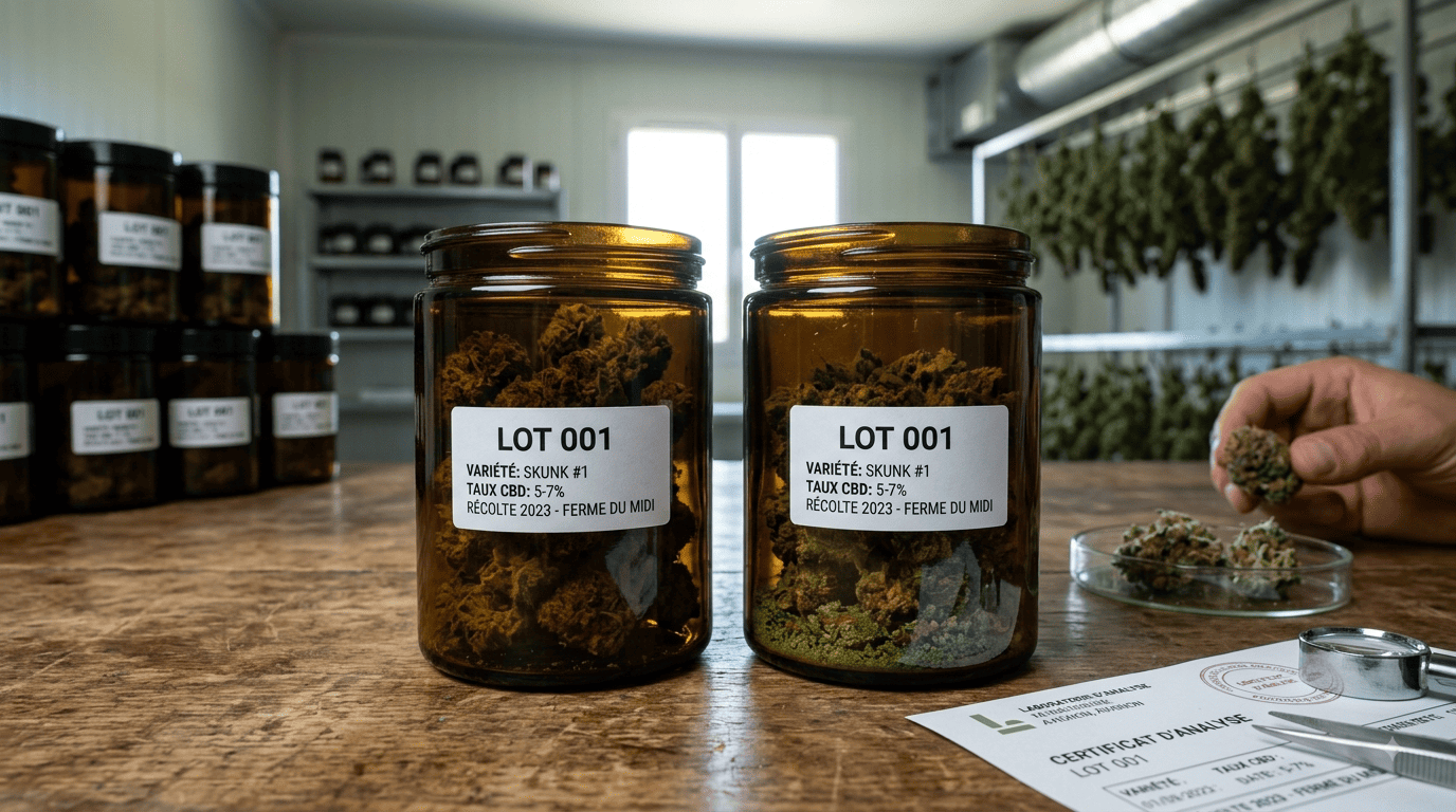 Fleurs de CBD identifiées par lot avec certificat d’analyse